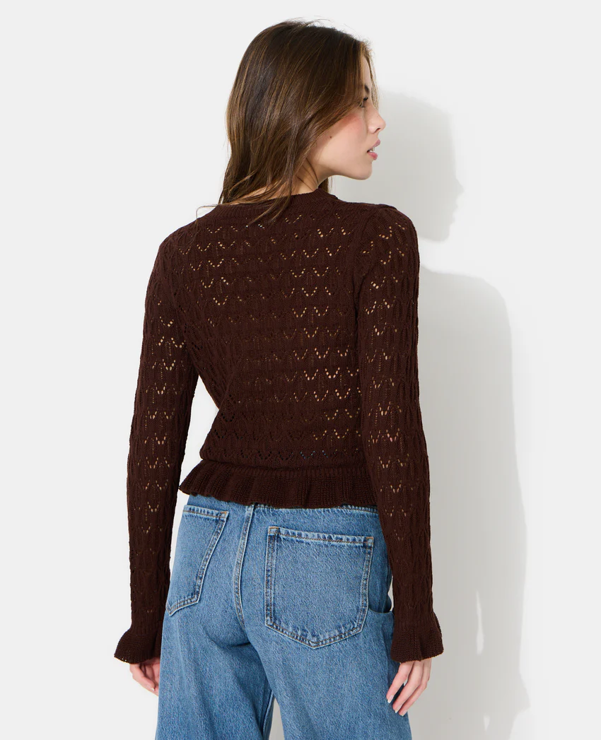 Pimkie Pull en maille ajourée avec petits volants