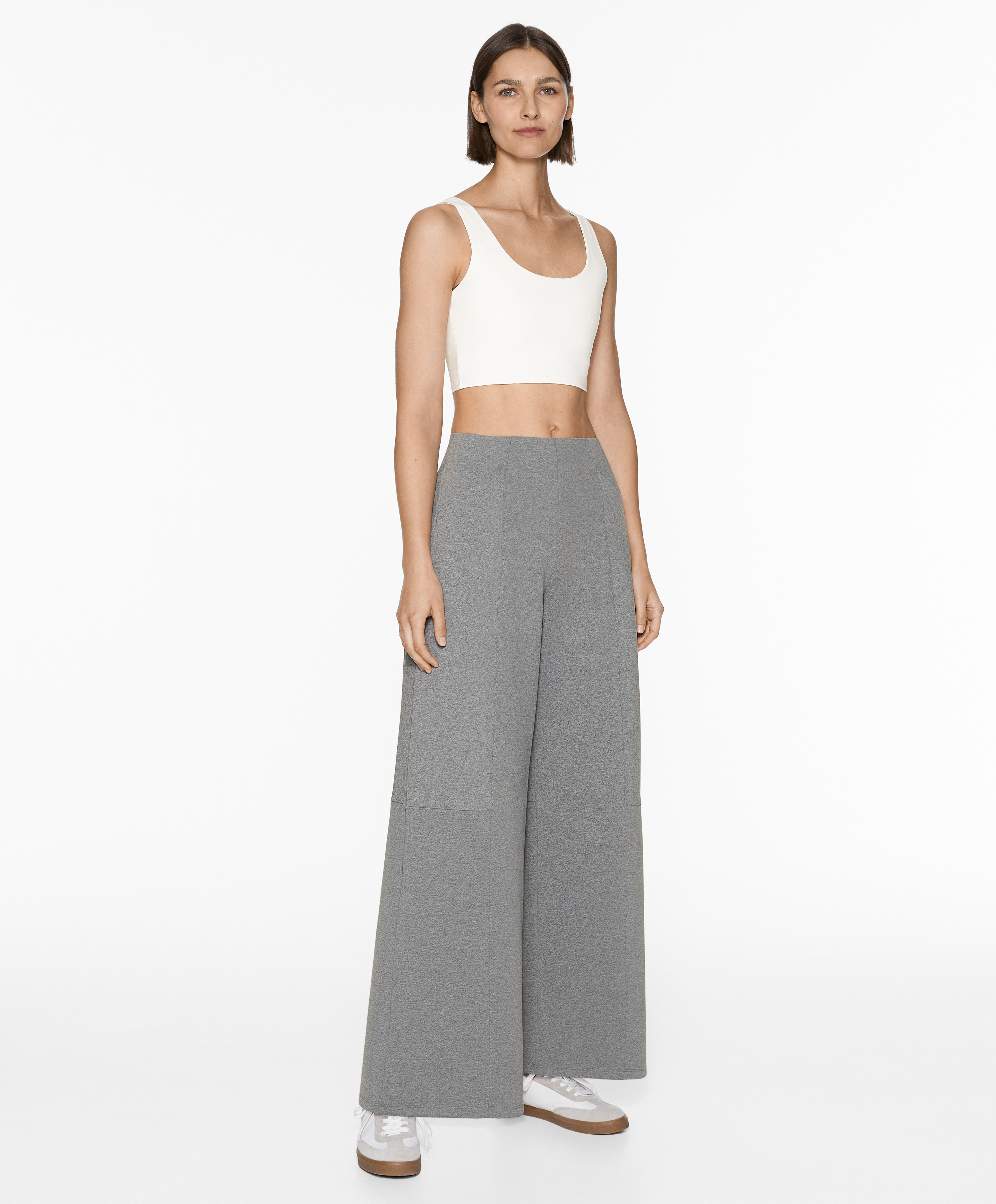 OYSHO Neoprene-effect wide-leg trousers