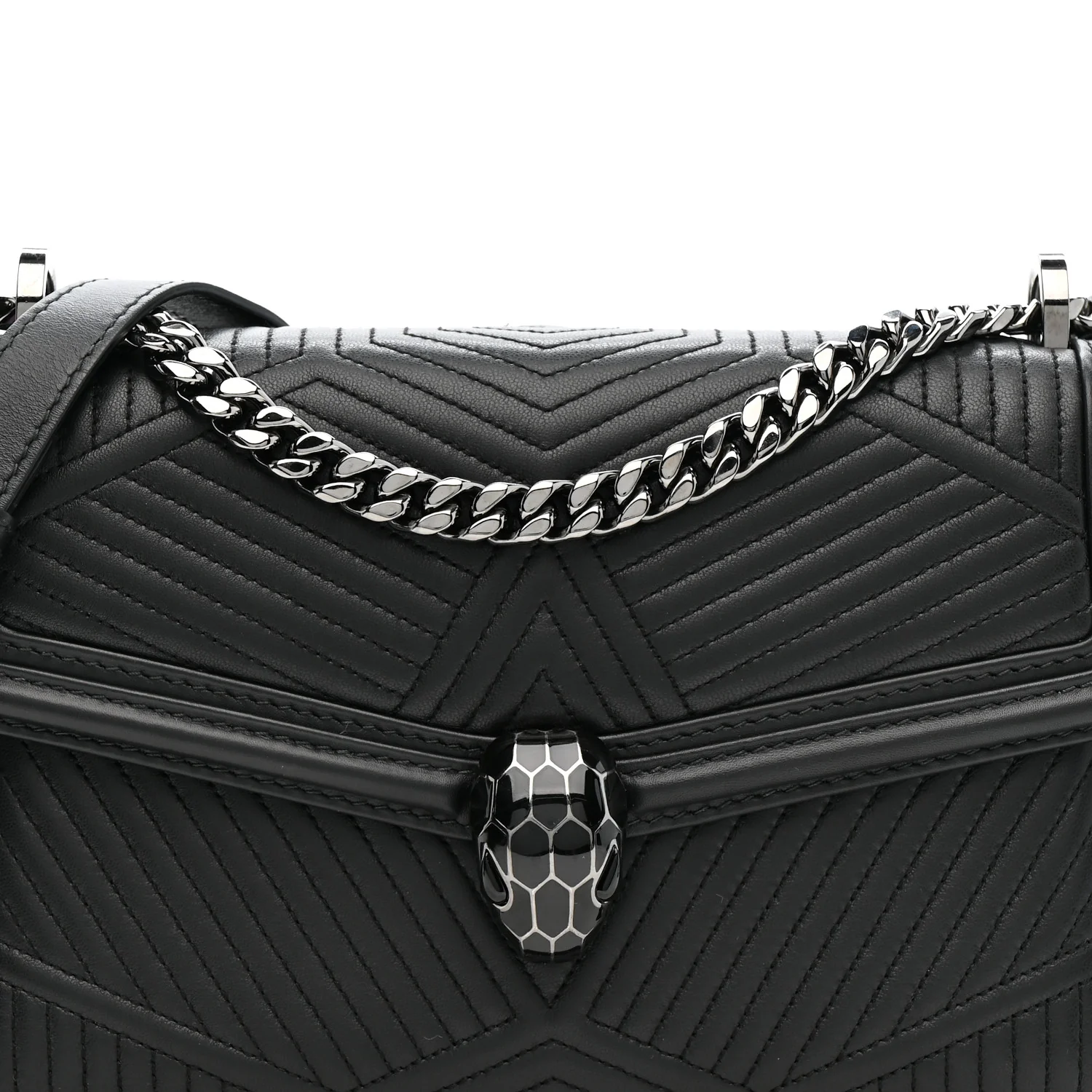 Quilted Nappa Smooth Calfskin Serpenti Forever Diamond Blast Shoulder Bag Black - Top Club