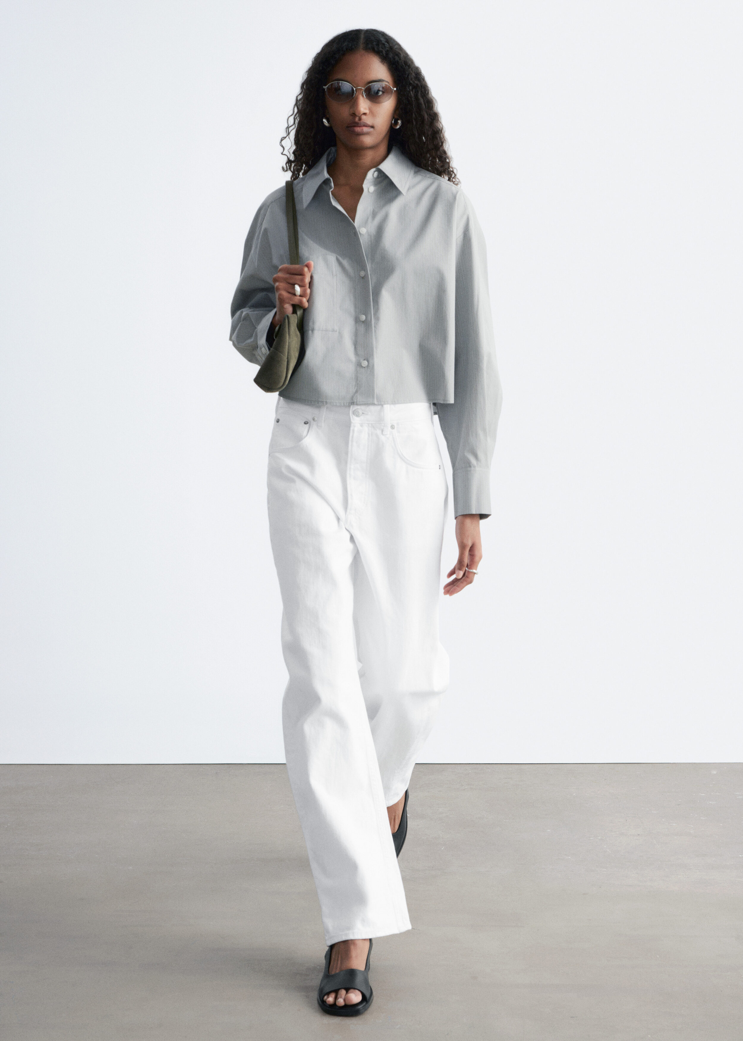 & Other Stories CROPPED OVERSIZED COTTON SHIRT