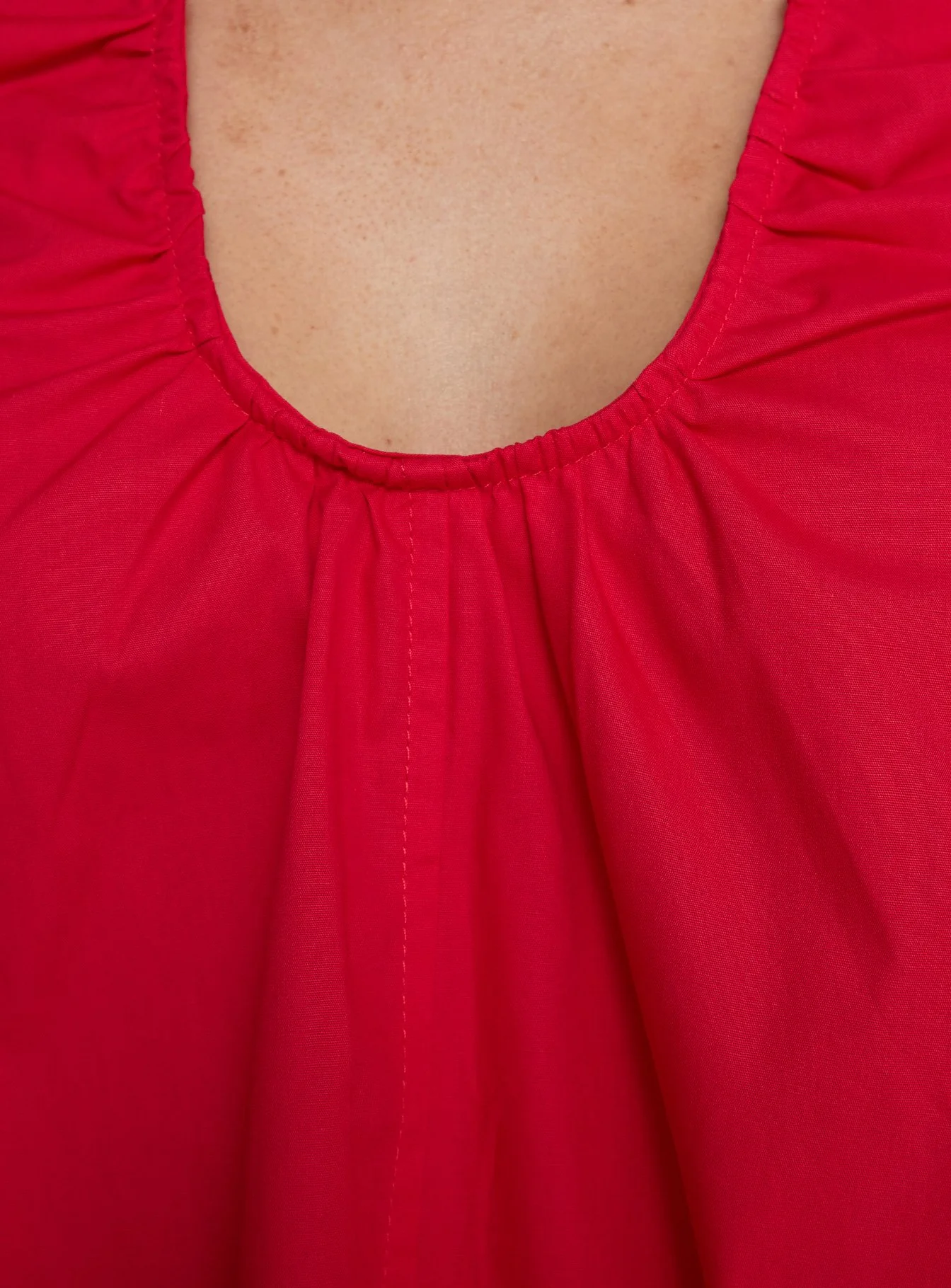 Eberta Ruched Baby Doll Mini Dress Red