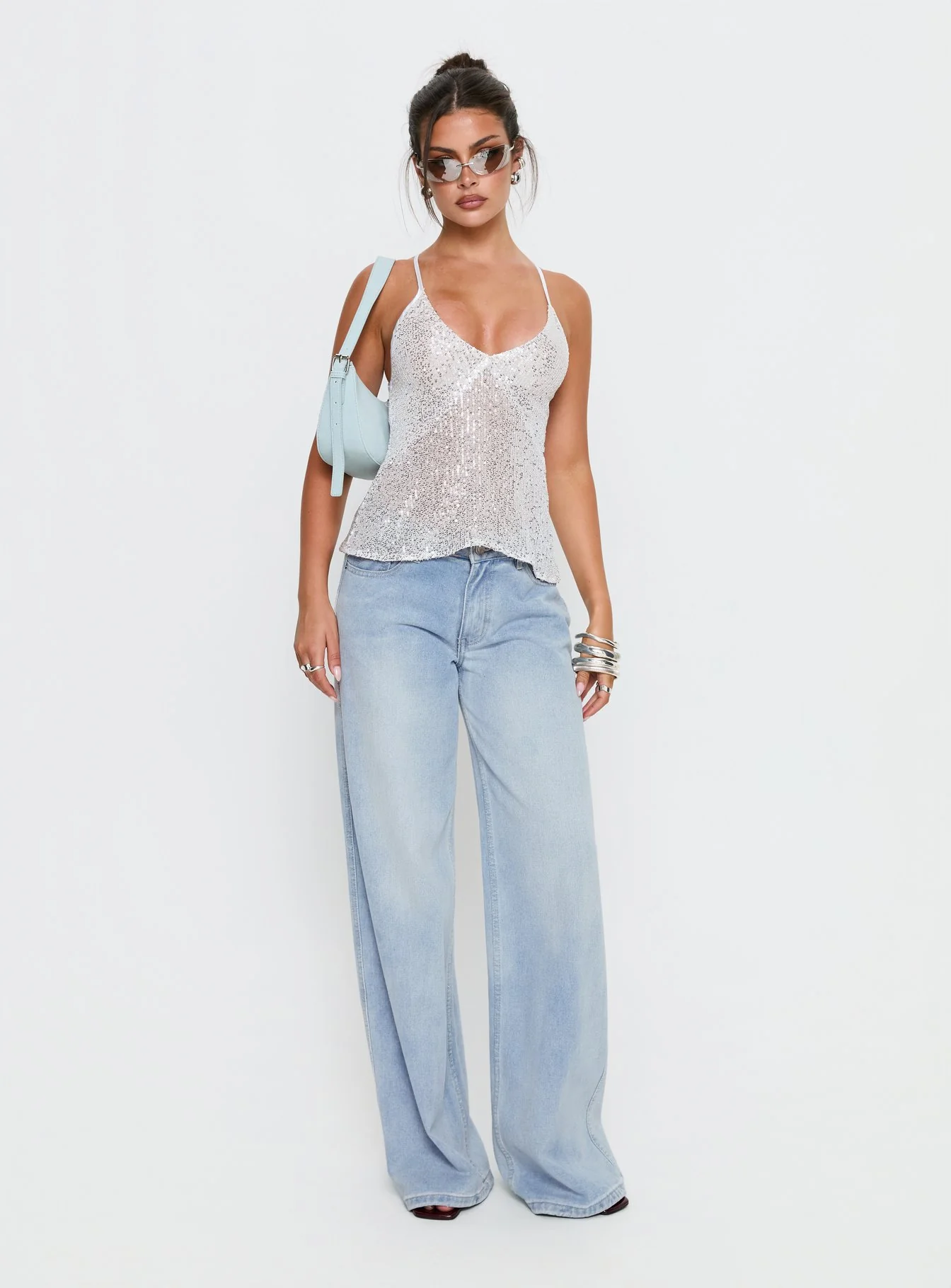 Opaline Sequin Cami Top Silver