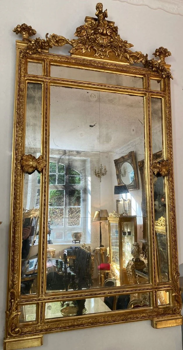 Baroque mirror gold / antique mirror glass - Rectangular wall mirror with elegant decorations - Baroque wardrobe mirror - Baroque style wall mirror - Baroque furniture - Noble & magnificent