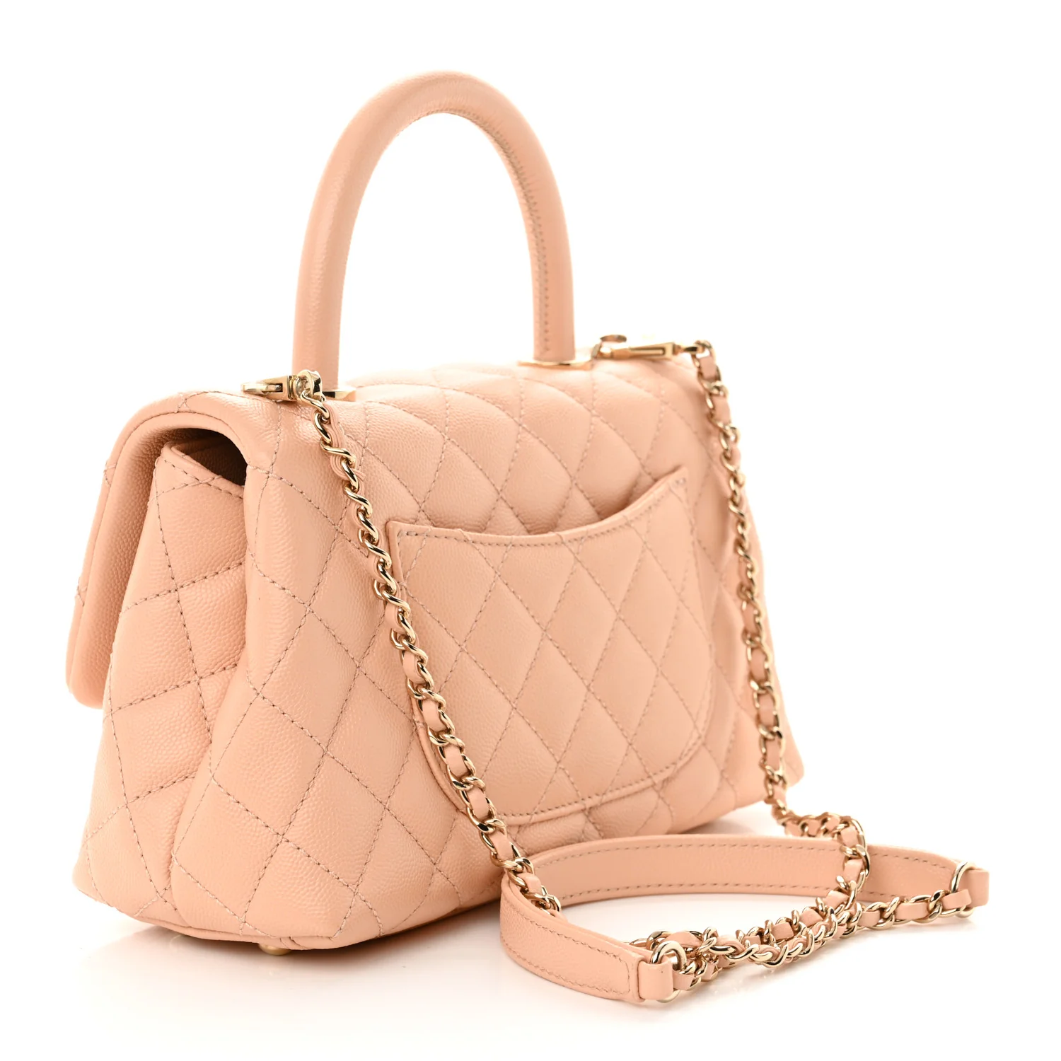 Caviar Quilted Mini Coco Handle Flap Light Pink - Top Club