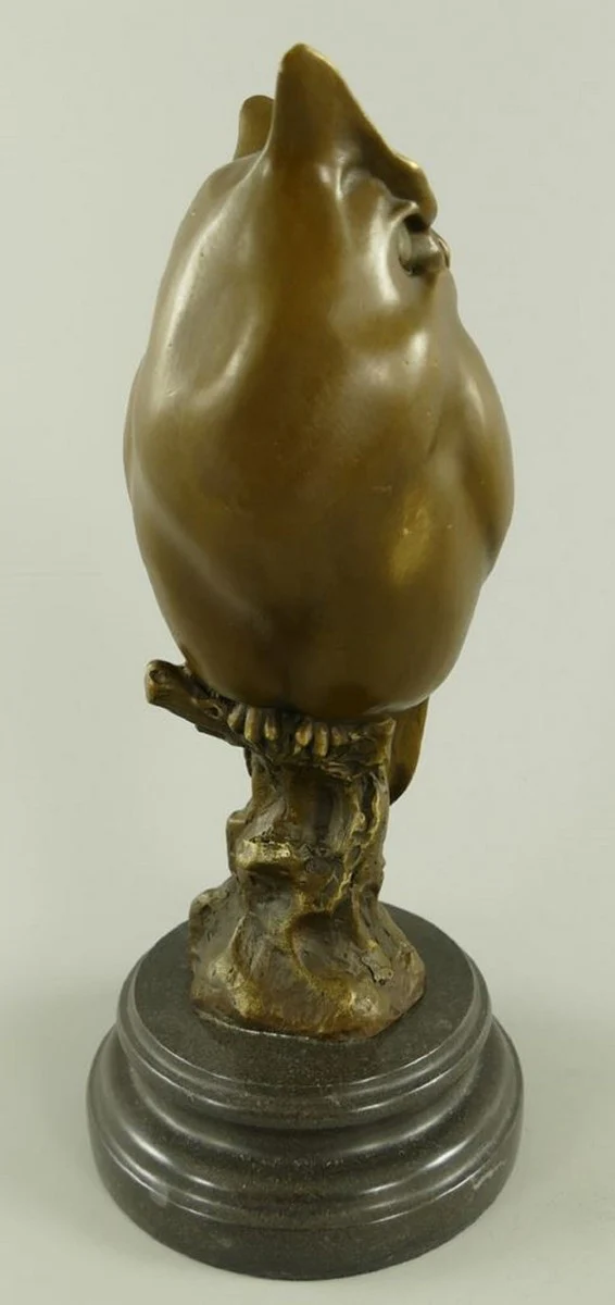 Luxury bronze decorative figure owl on marble base bronze / black 14 x 14 x H. 30 cm - bronze decorative sculpture - desk decoration - decorative accessories - luxury accessories