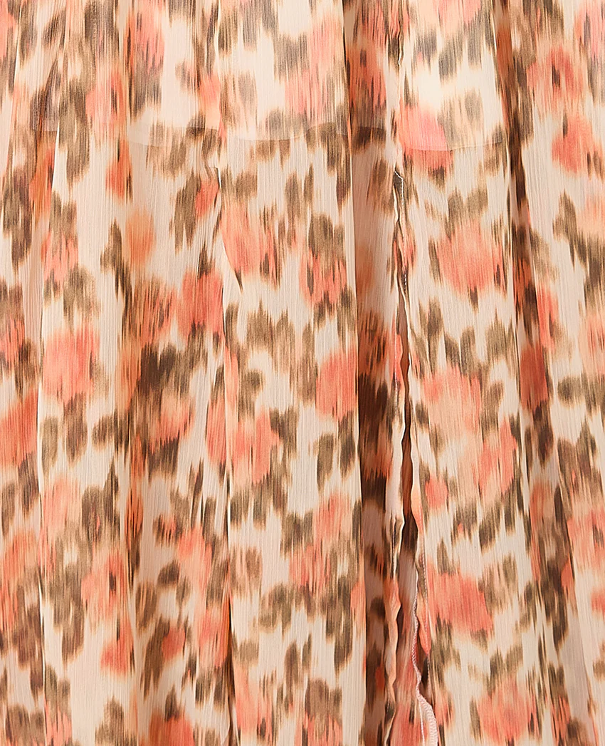 Pimkie Robe longue en voile avec volants motif fleurs floues