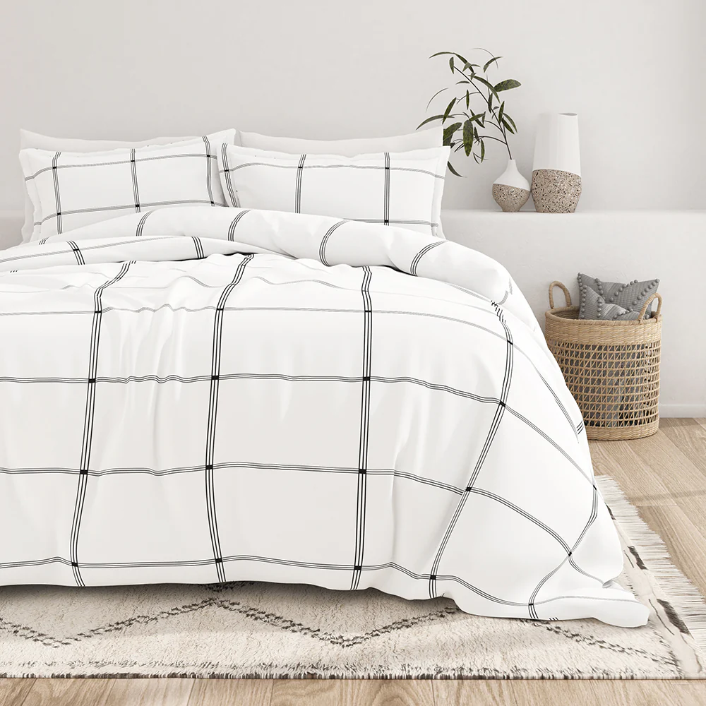 Grid Pattern 3-Piece Duvet Cover Set (Sale)