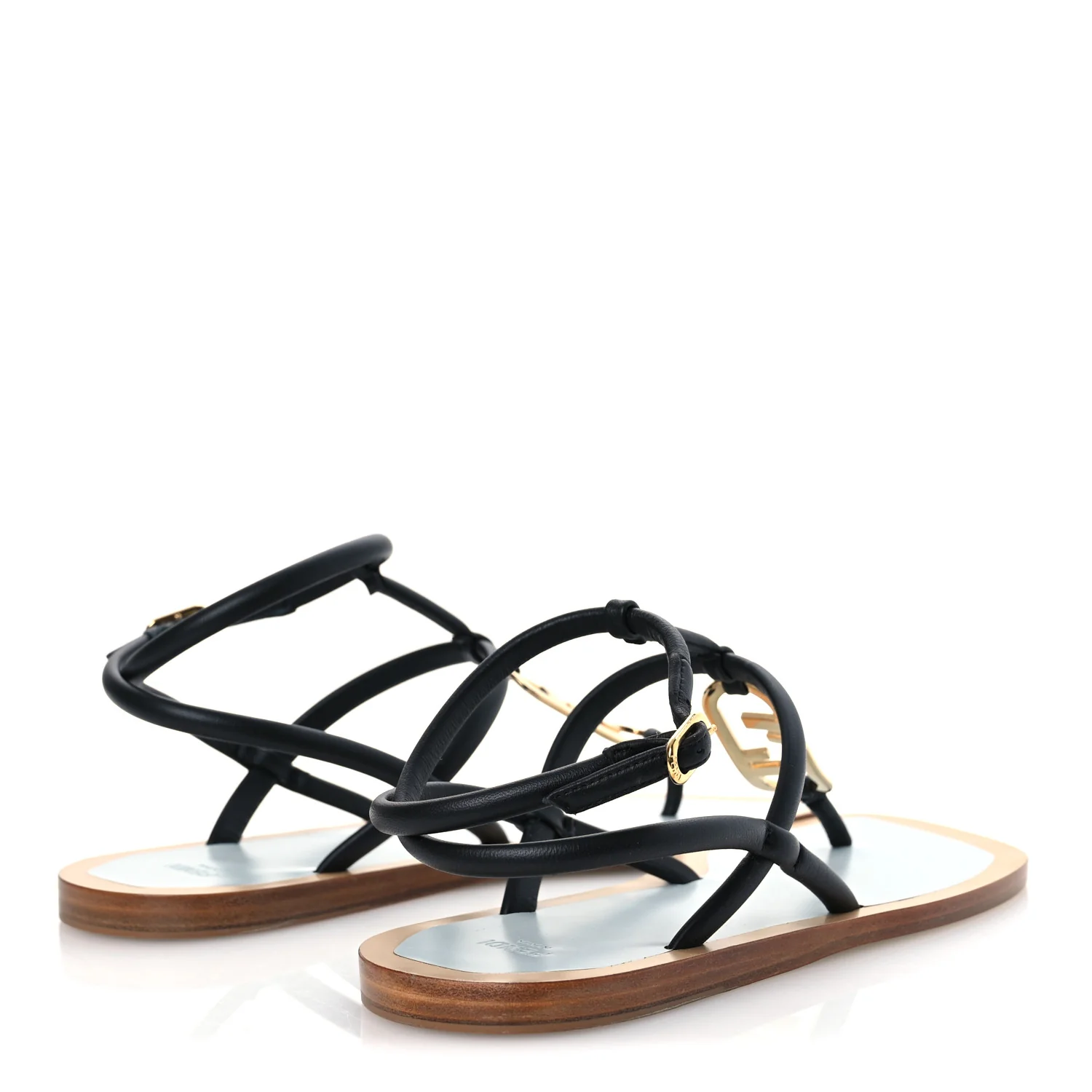 Nappa O'Lock Flat Thong Sandals 37 Black - Top Club
