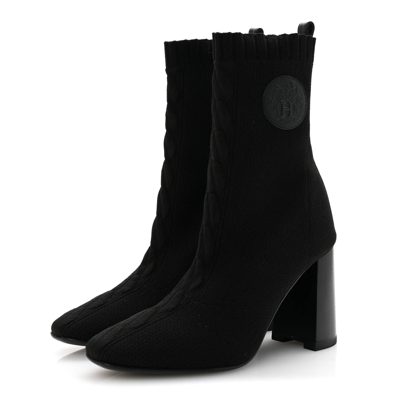 Knit Calfskin Volver 90 Ankle Boots 35 Black - Top Club