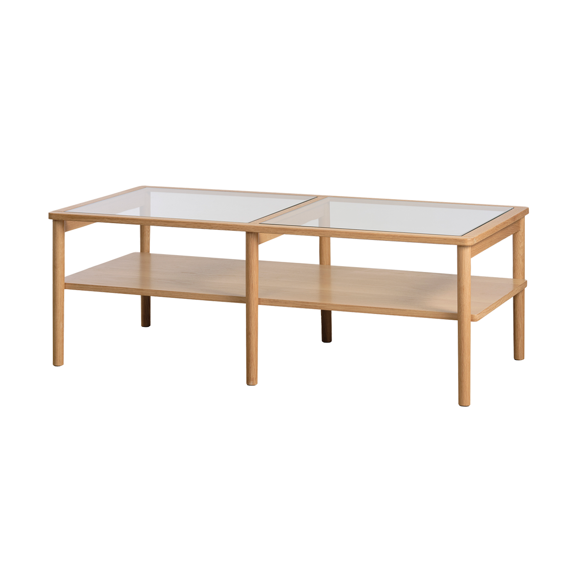 Salontafel Boris eikenhout met glazen tafelblad Naturel
