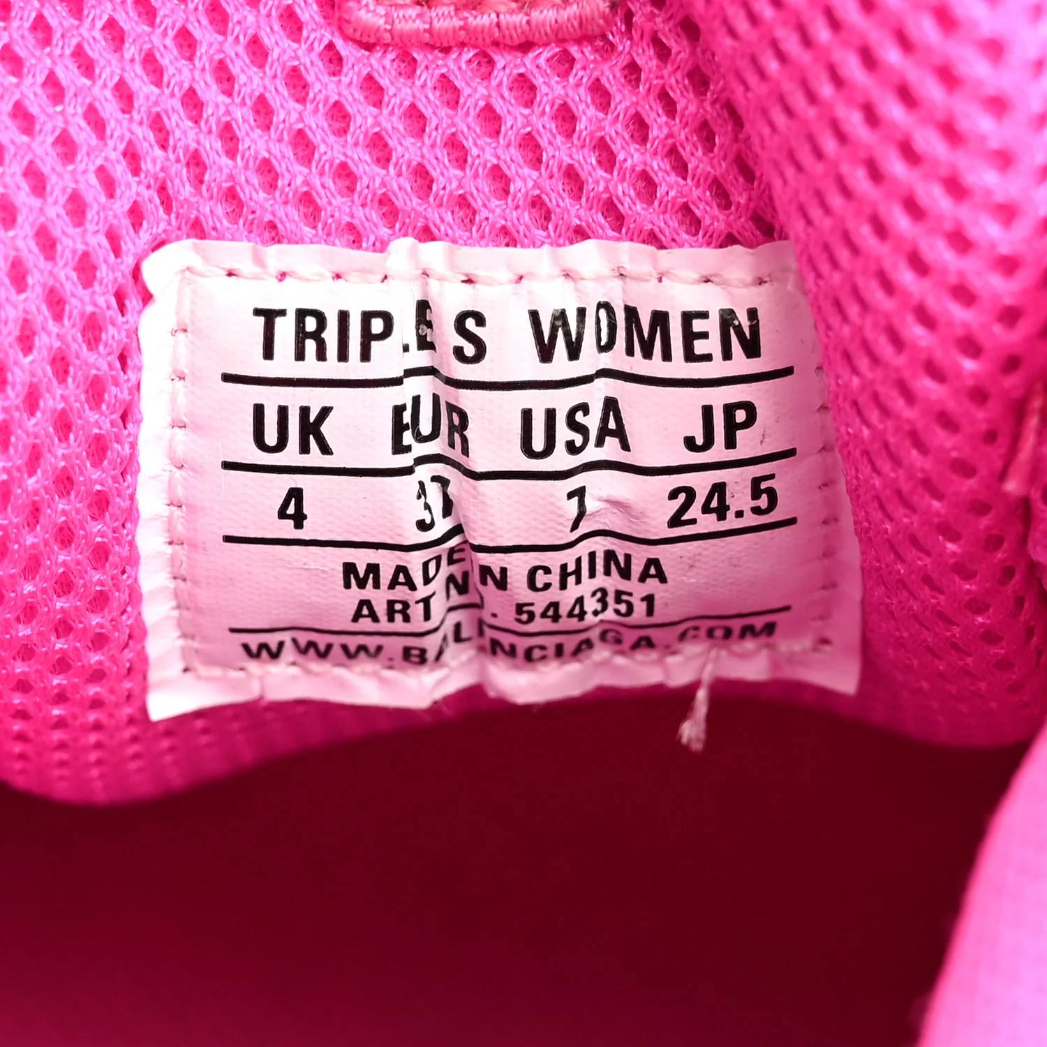 Fabric Mesh Clear Sole Fluo Womens Triple S Sneakers 37 Pink - Top Club