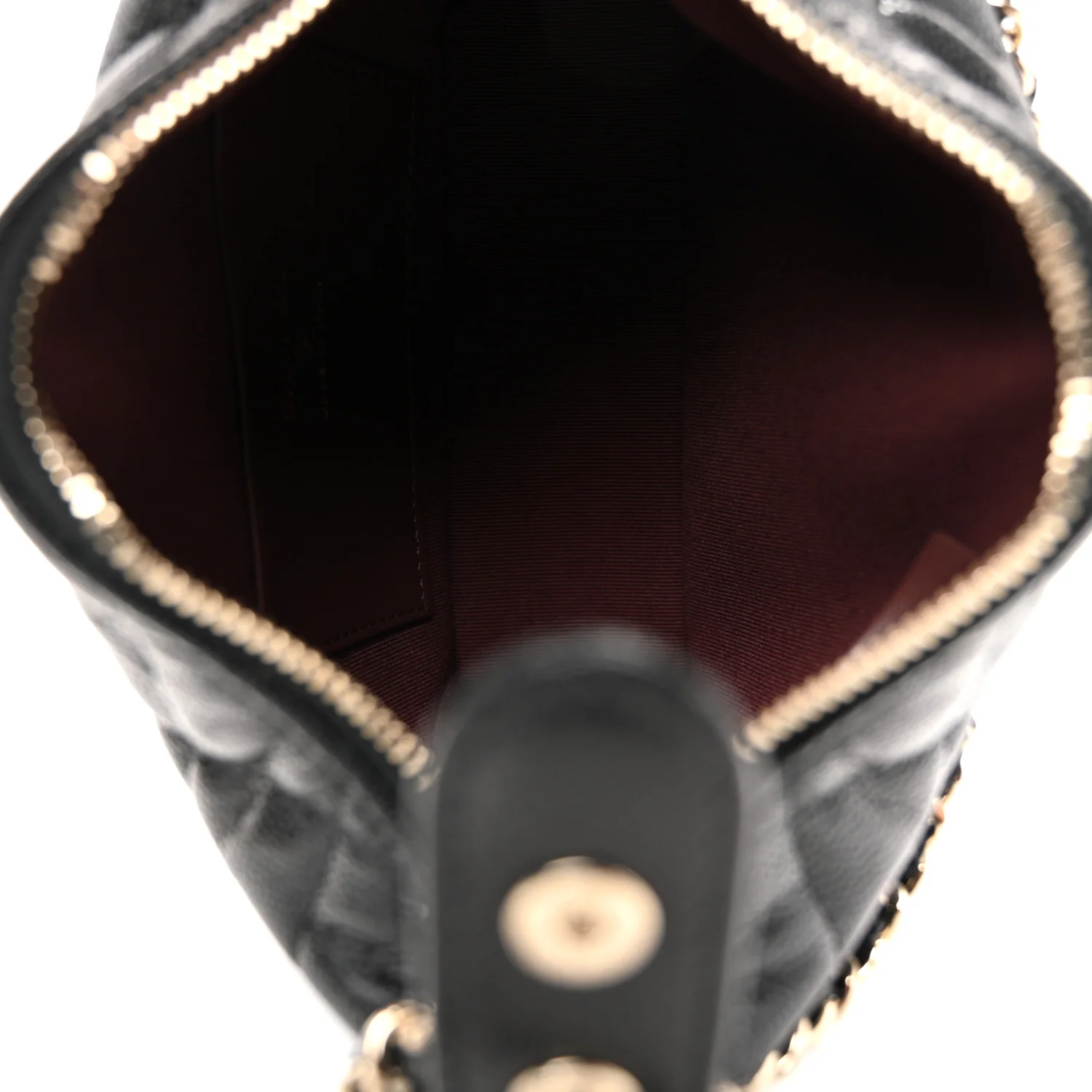 Caviar Quilted Hobo Clutch With Chain  Black - Top Club