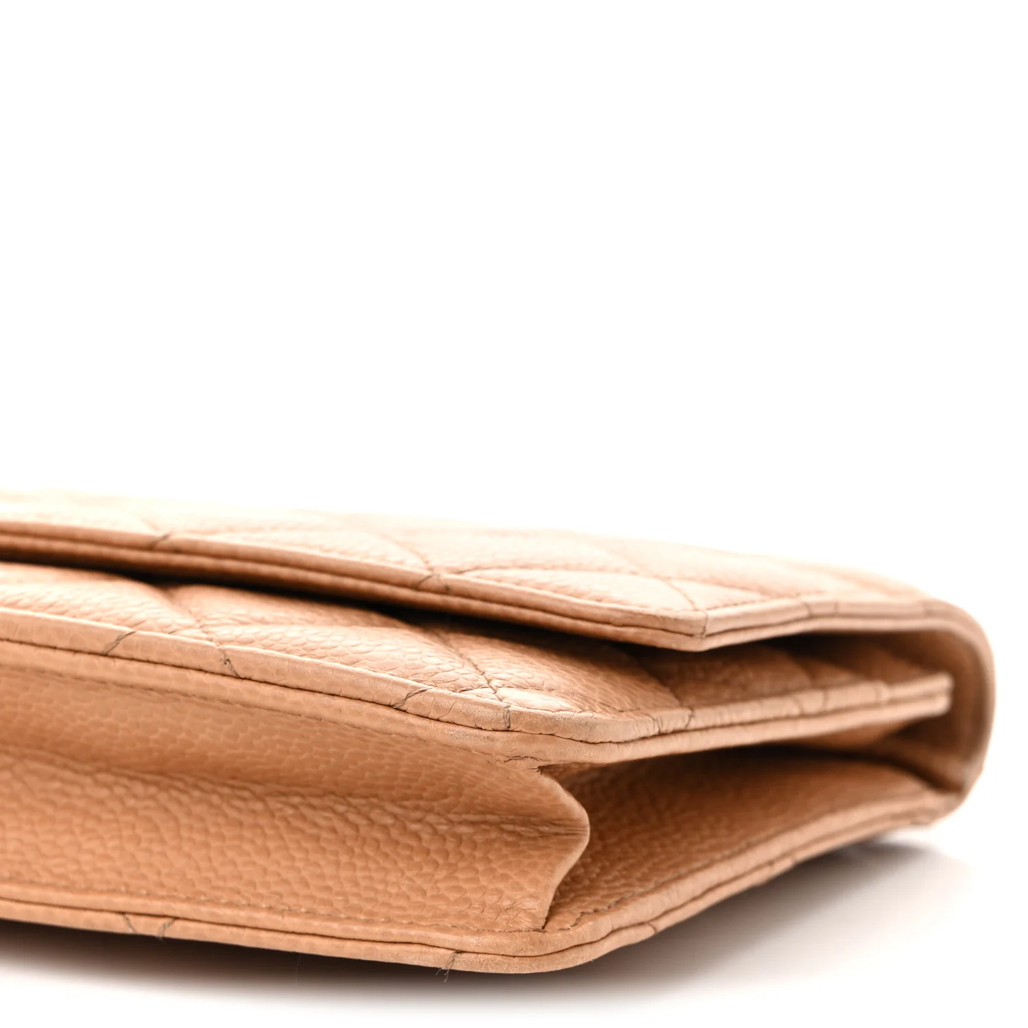 Caviar Quilted Wallet on Chain WOC Beige - Top Club
