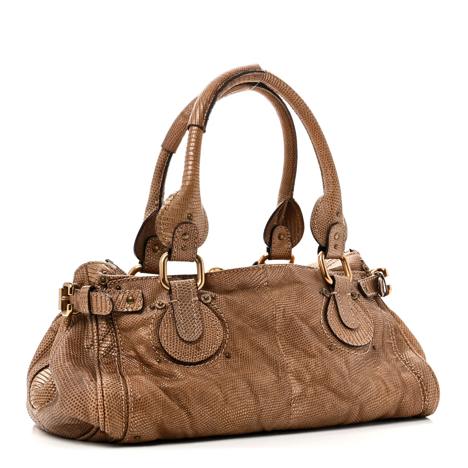 Lizard Medium Paddington Satchel Bronze - Top Club