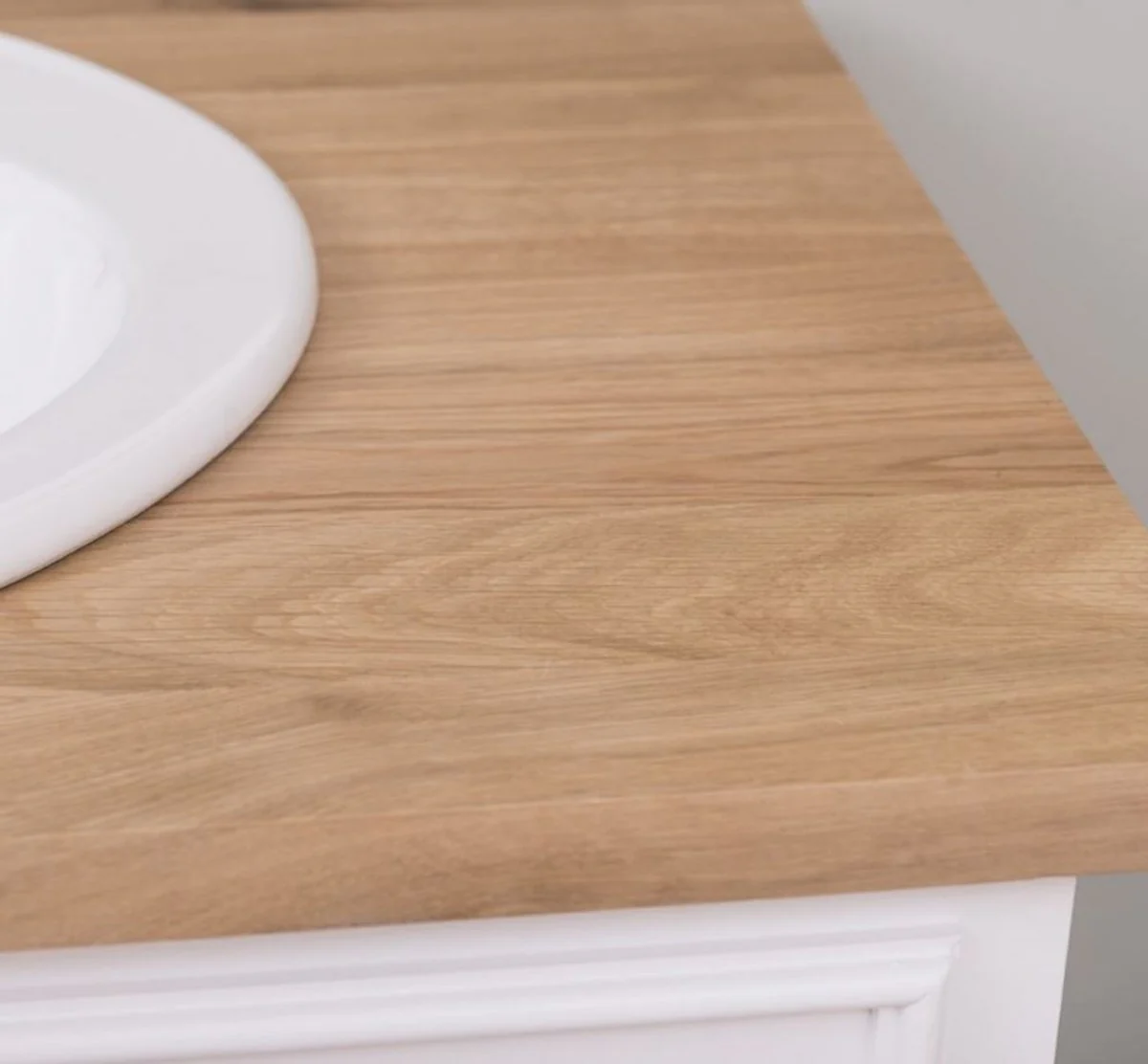 Country house style bathroom set white / natural colors - 1 washbasin & 1 wall mirror - solid wood bathroom furniture in country house style