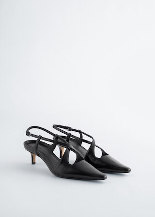 & Other Stories CRISS-CROSS LEATHER SLINGBACK PUMPS