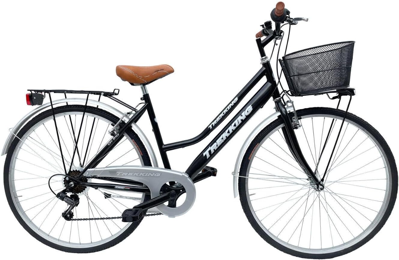 Bicicletta Donna da Passeggio Olanda Misura 28 Bici da città Vintage retrò con Cestino Nero Con Cambio