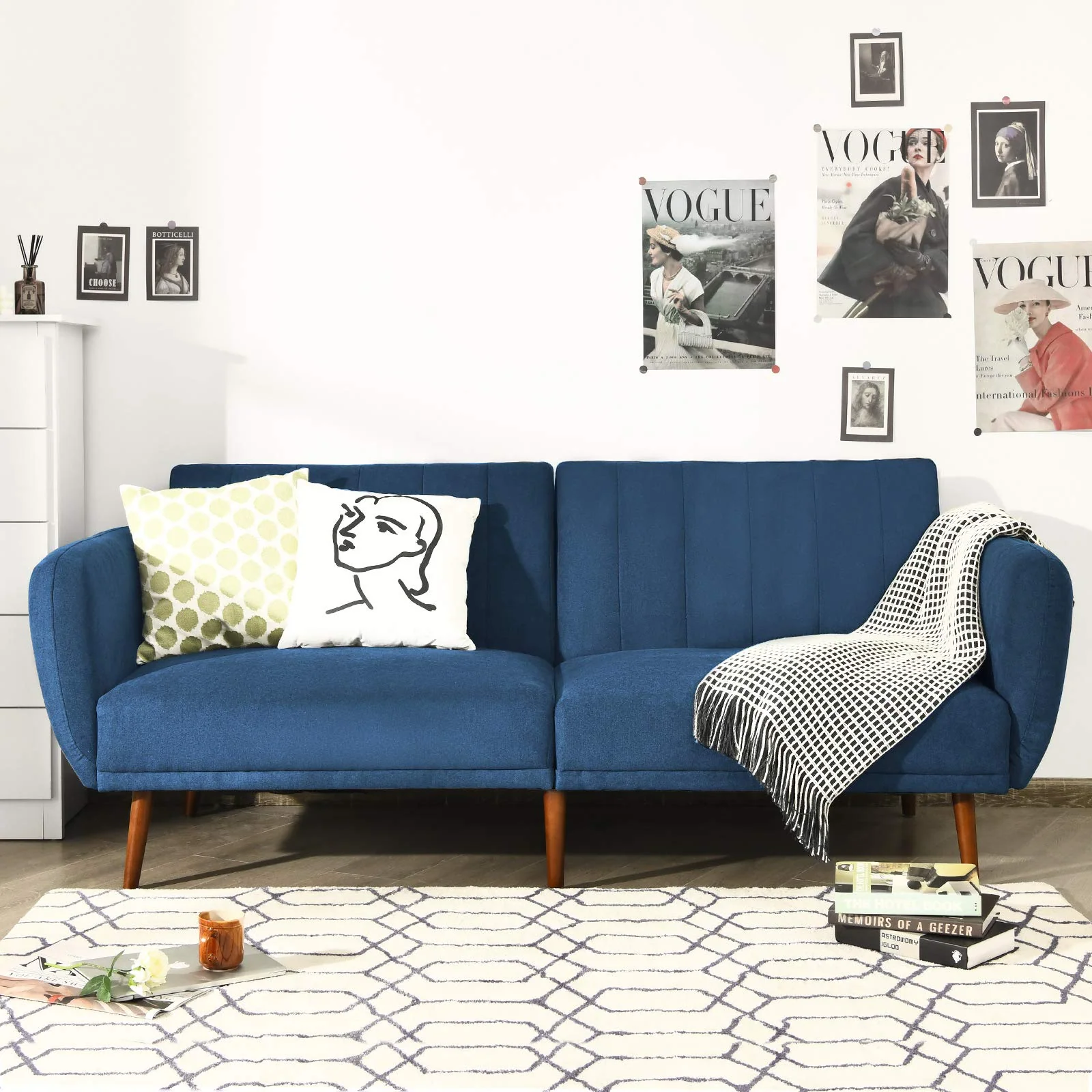 BEFOUNDLOVELY Foldable Futon Sofa Bed, Convertible Sofa Couch Upholstered Futon Sleeper Sofa, 3-Level Angle Adjustable