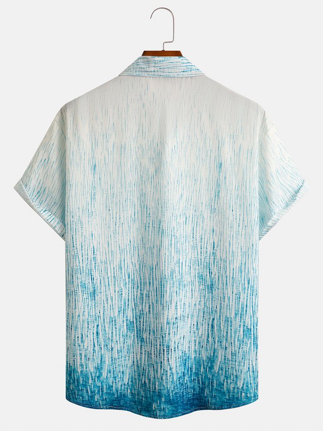 Geometric Abstract Chest Pocket Short Sleeve Casual Shirt