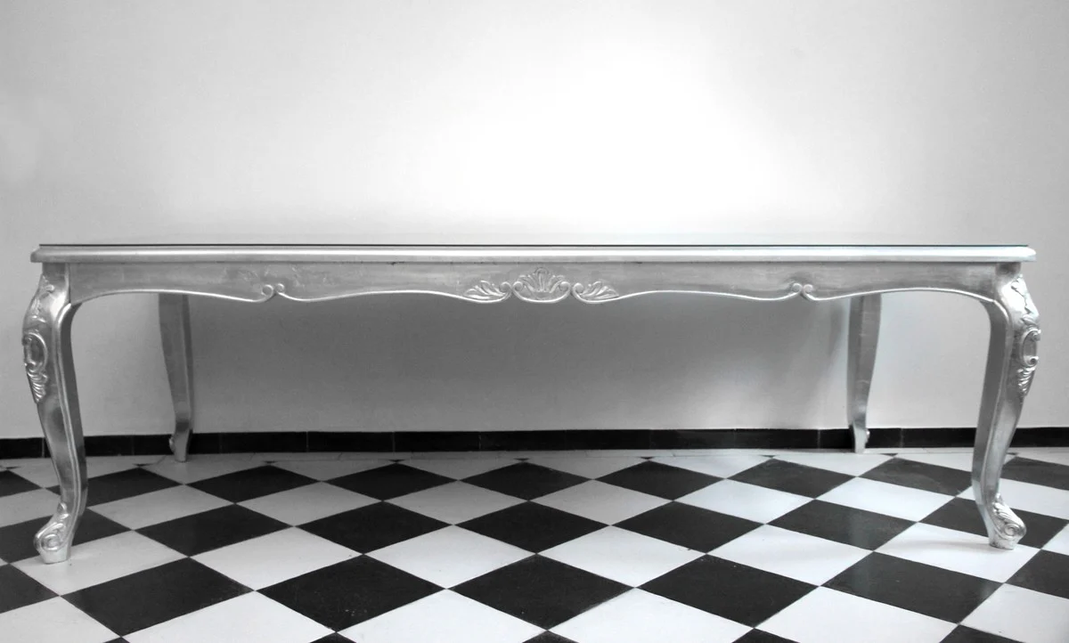 Barock Luxus Esstisch Silber 240 cm x 100 cm - Esszimmer Tisch - Made in Italy - Luxury Collection