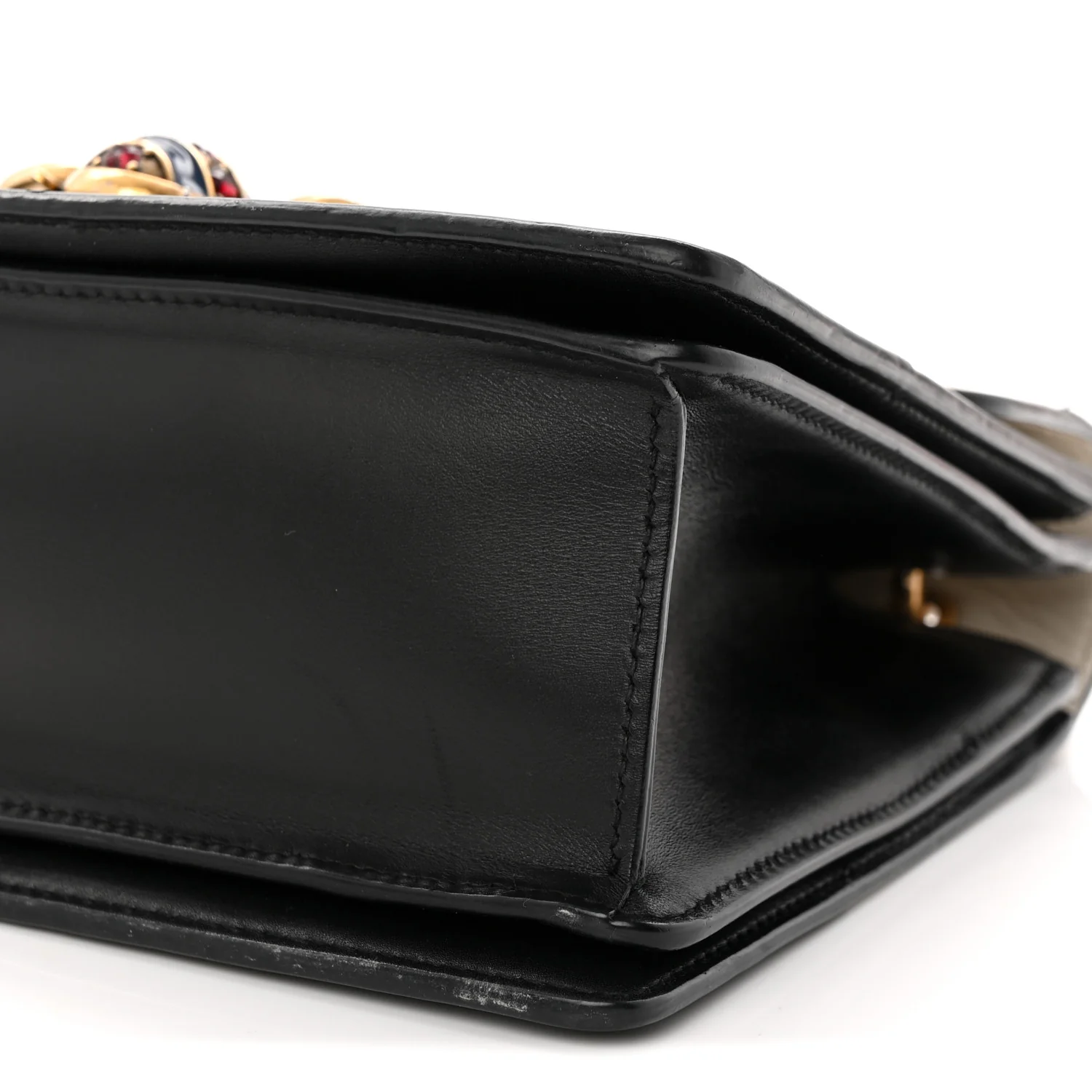 Calfskin Sylvie Web Small Queen Margaret Top Handle Bag Black White - Top Club
