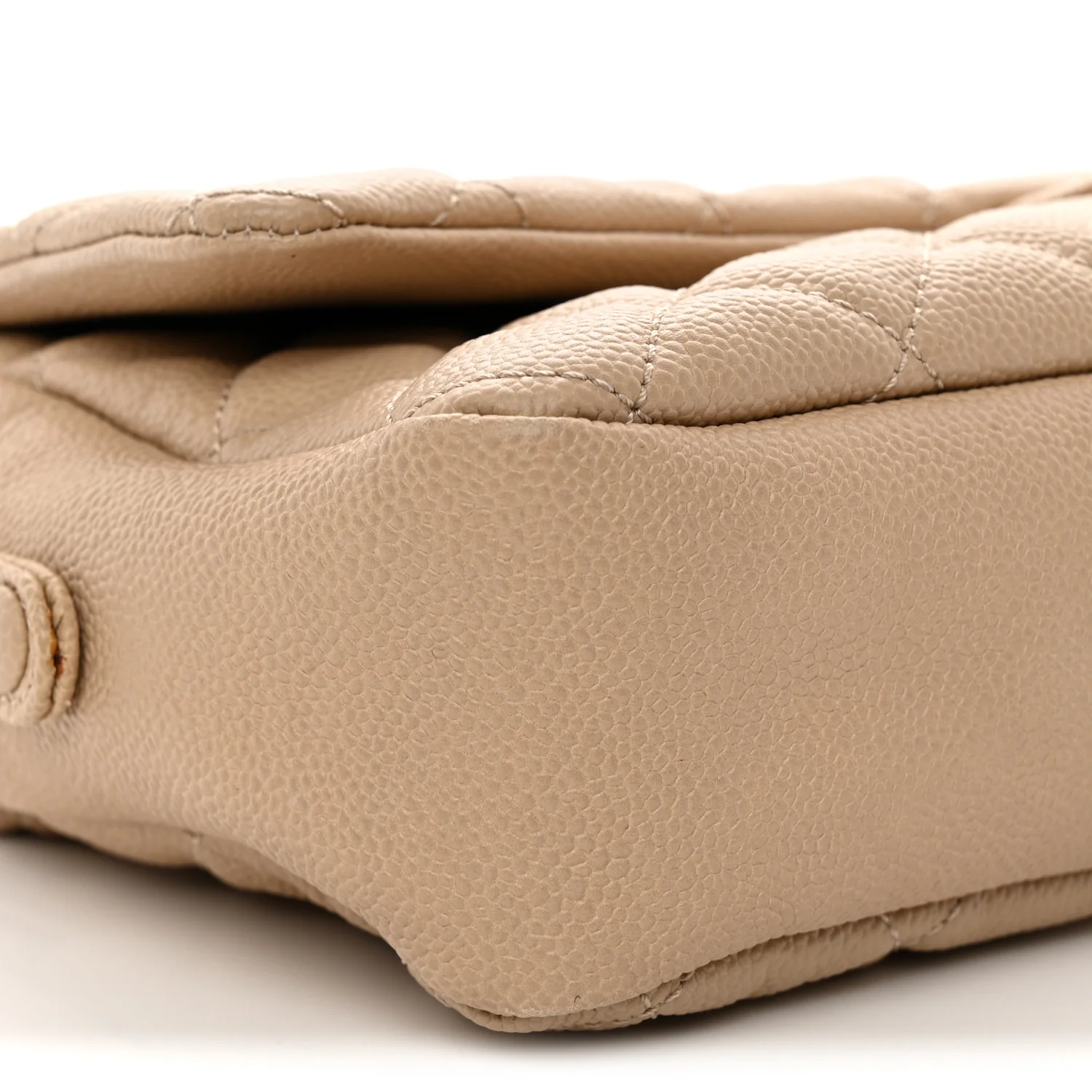 Caviar Quilted Jumbo Easy Flap Beige - Top Club