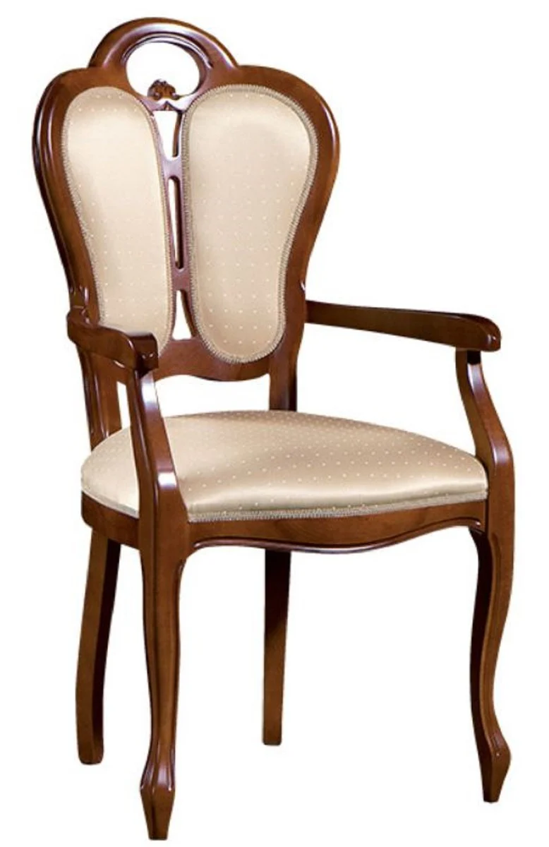 Luxury baroque dining room set brown / white / beige 57 x 43 x H. 105 cm - 4 dining room chairs with armrests - dining room furniture in the baroque style