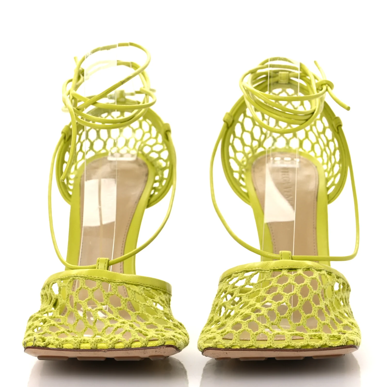Mesh Nappa Stretch Ankle Tie Sandals 39 Kiwi - Top Club