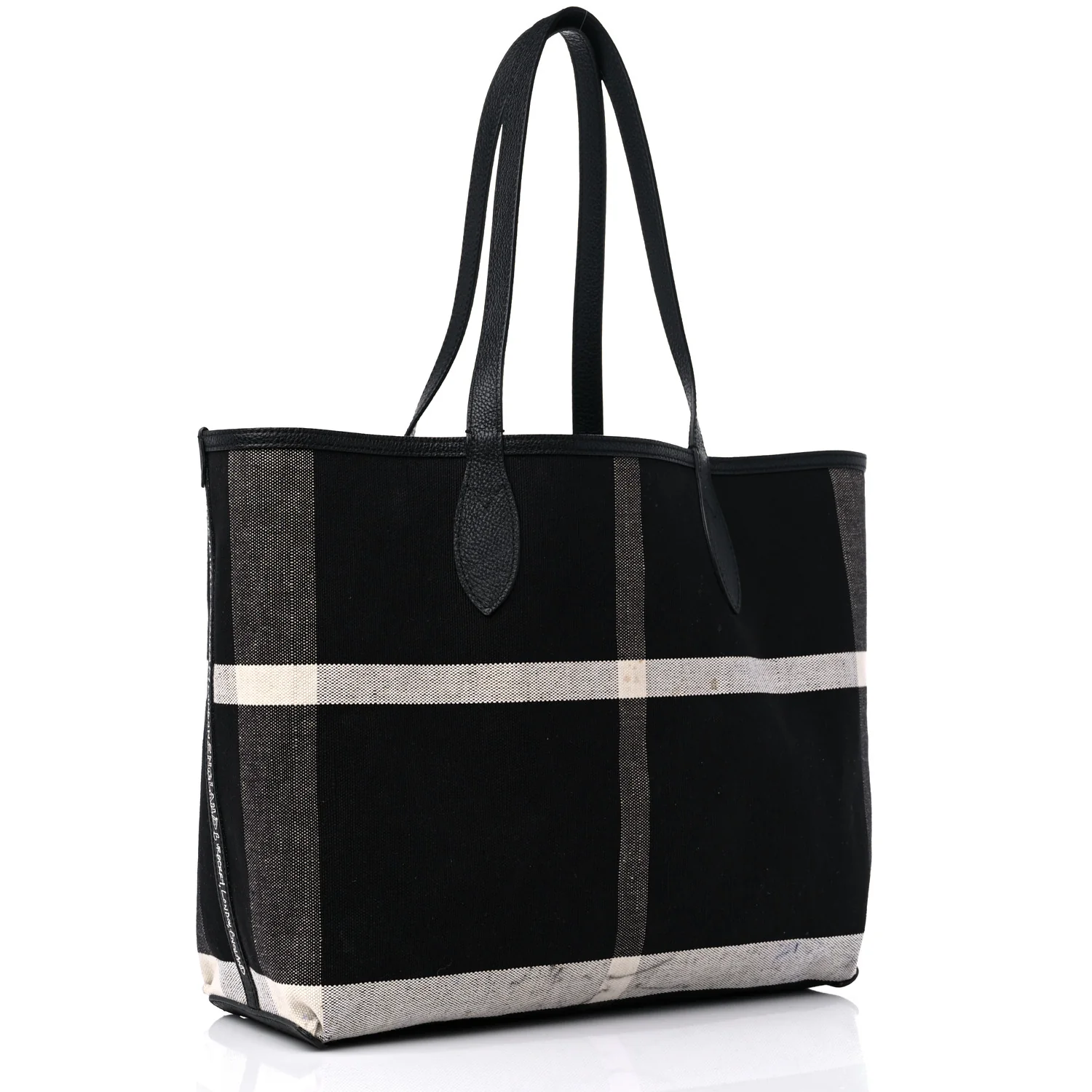 Coated Canvas Mega Check Medium Doodle Tote Black White - Top Club