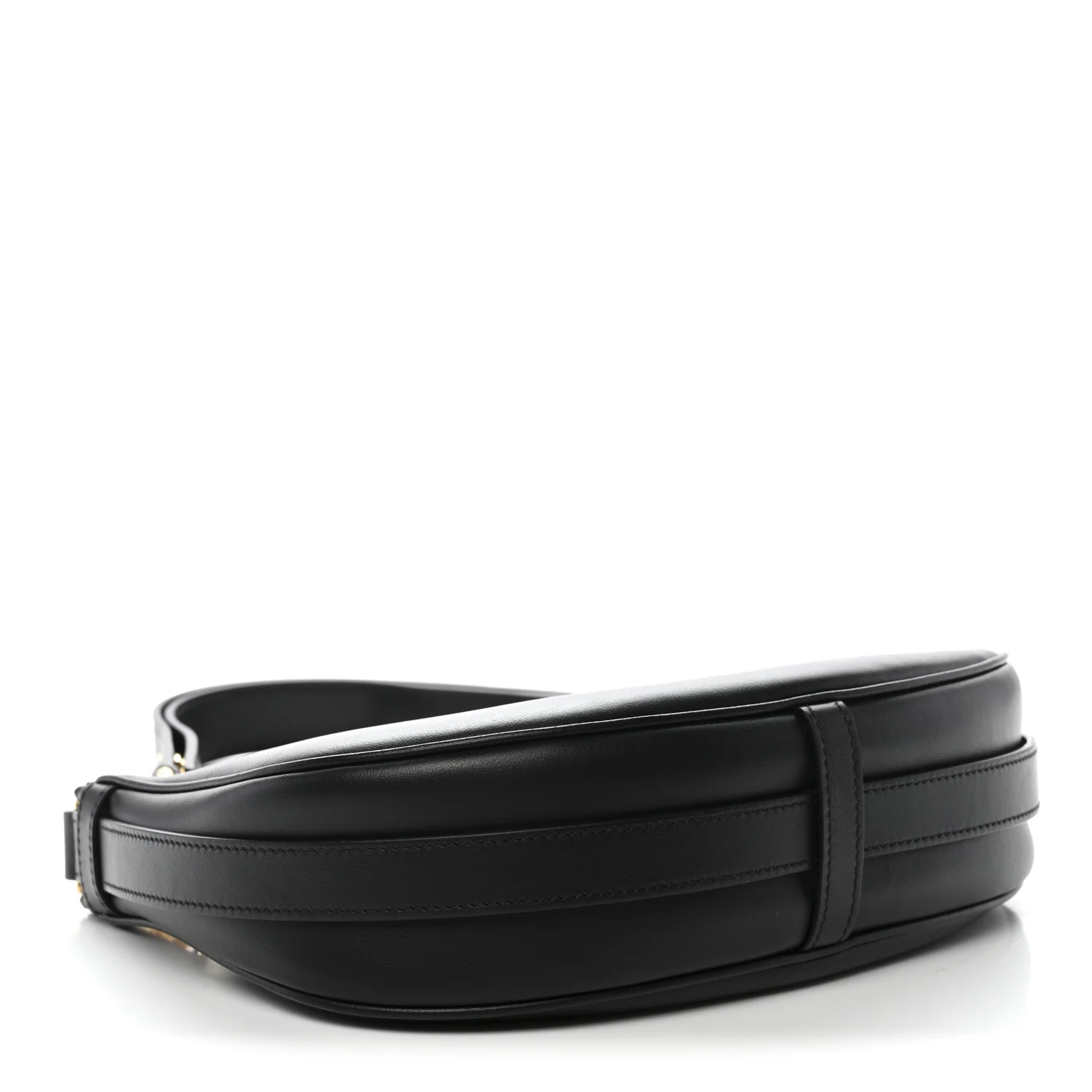 Smooth Calfskin Medium Strap Ava Shoulder Bag Black - Top Club