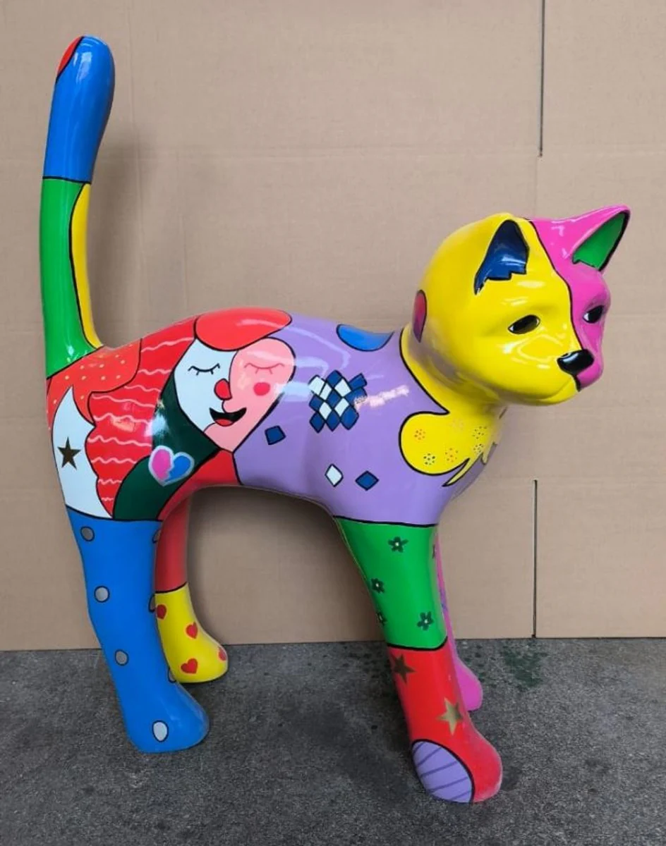 Decorative cat figure, colorful H. 110 cm - garden decorative animal figure