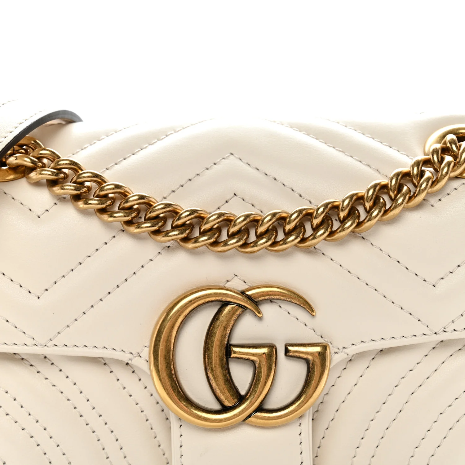 Calfskin Matelasse Mini GG Marmont Shoulder Bag White - Top Club