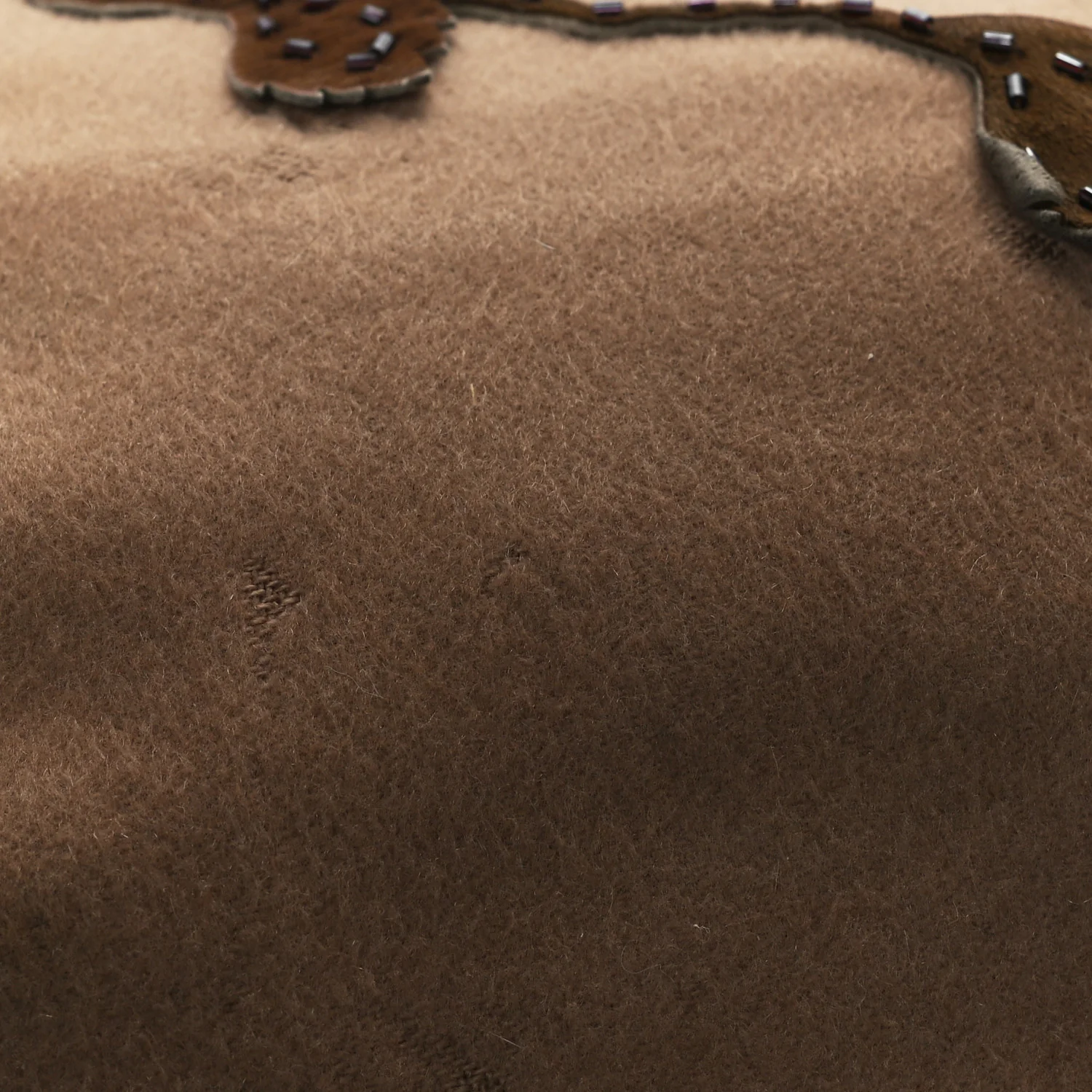 Wool Pony Hair Flower Applique Baguette Brown - Top Club