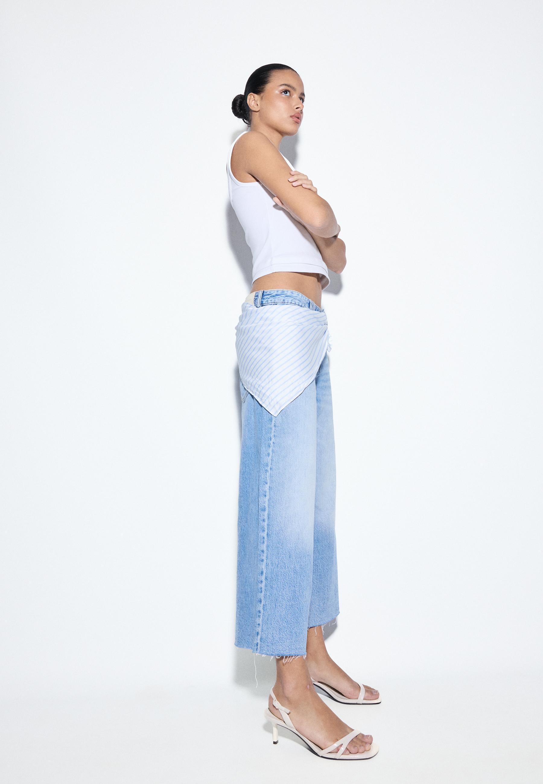 CULOTTE JEANS WITH SCARF DETAIL