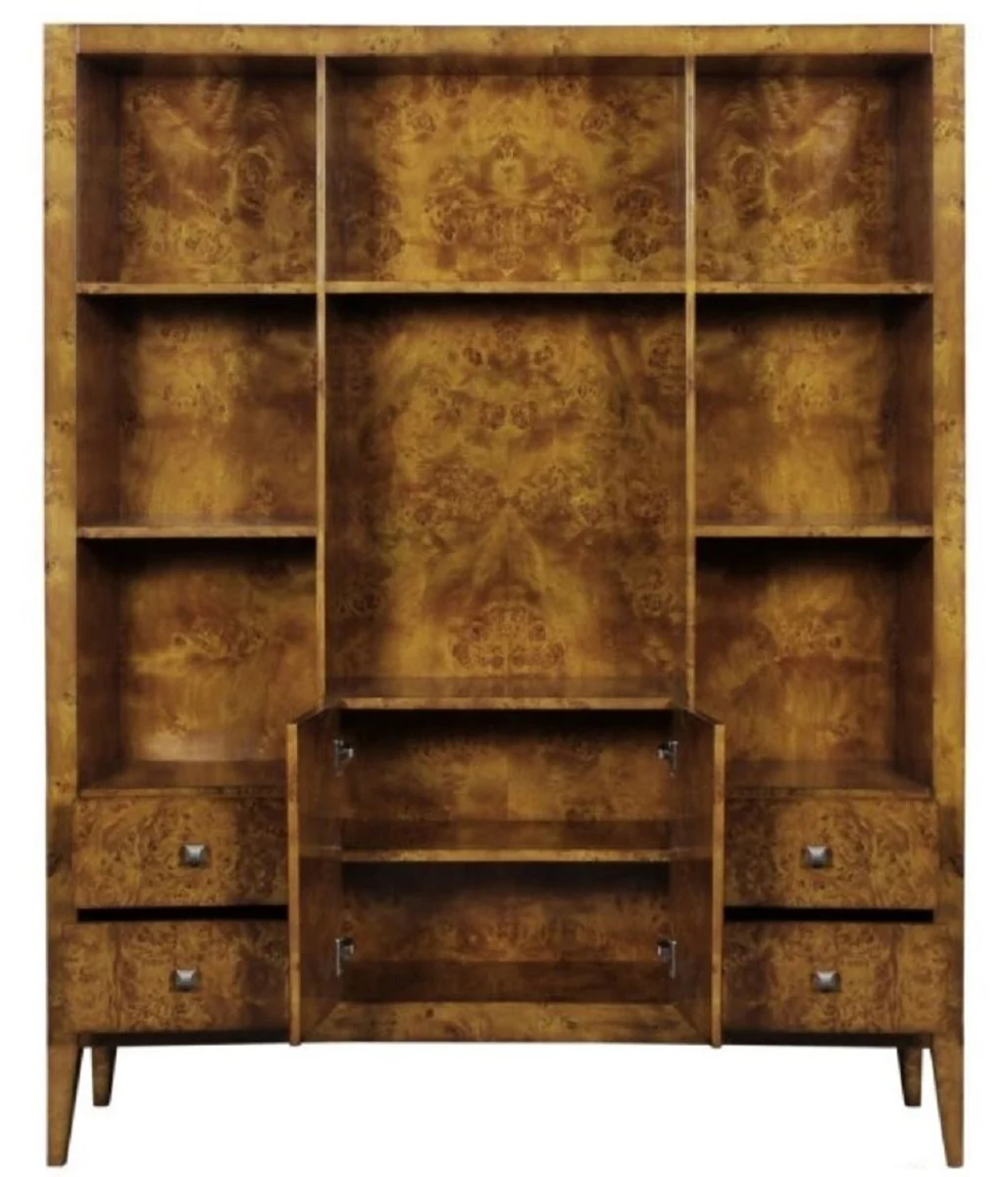 Luxury bookcase with 2 doors and 4 drawers light brown 150 x 35 x H. 190 cm - office cabinet - living room cabinet - luxury quality