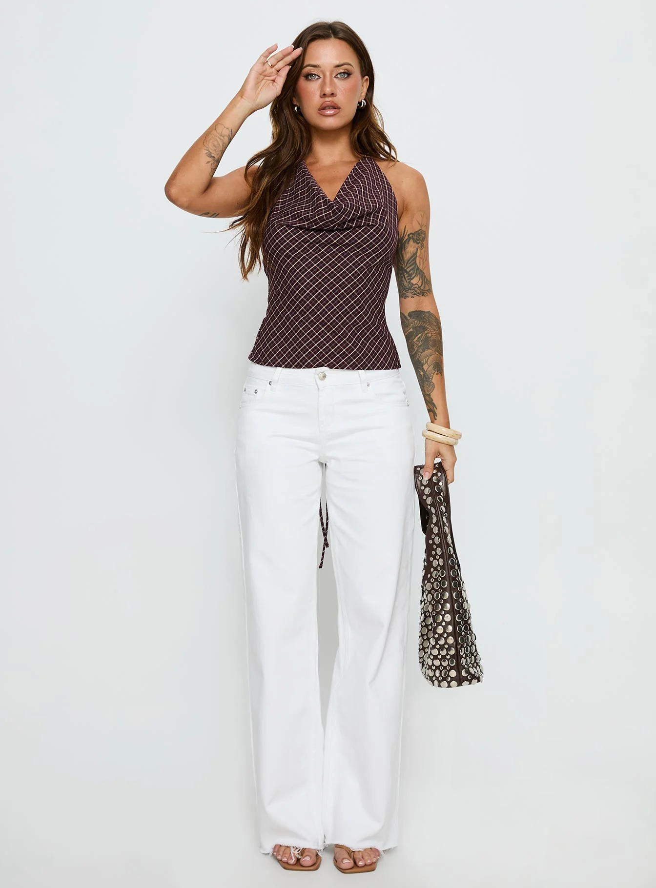 Gaybriel Cowl Neck Low Back Top Wine Check