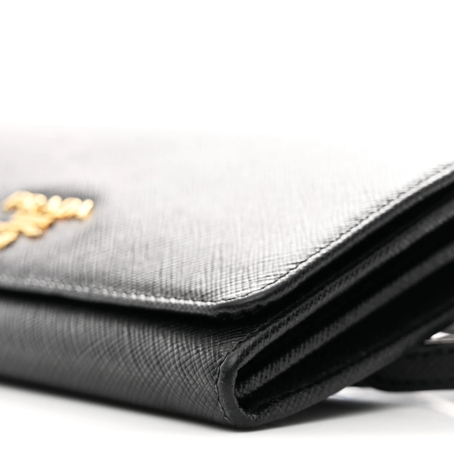 Saffiano Metal Flap Wallet With Strap Black - Top Club
