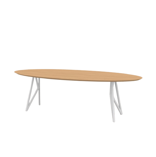 Studio HENK tafel Butterfly Ovaal - wit frame, hardwax light 3041 260 x 120 | HWO NL 3041 | Verjongde Rand | Frame Wit