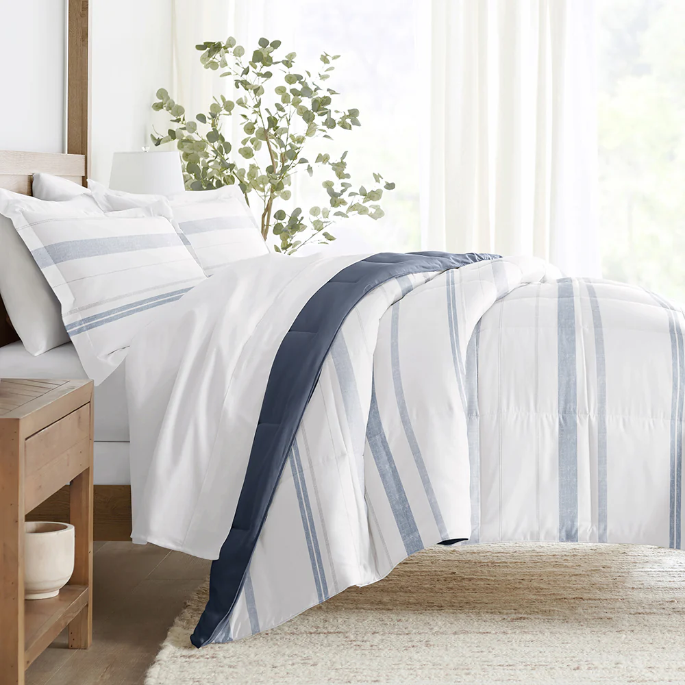 Stitched Stripe Reversible Down-Alternative Comforter Set - Sale