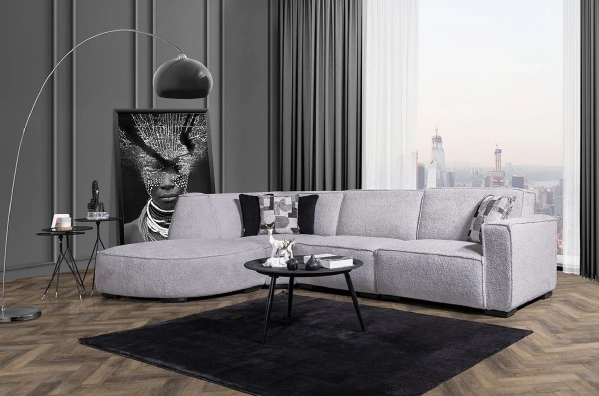 Luxury corner sofa gray / black 290 x 215 cm - living room & hotel furniture
