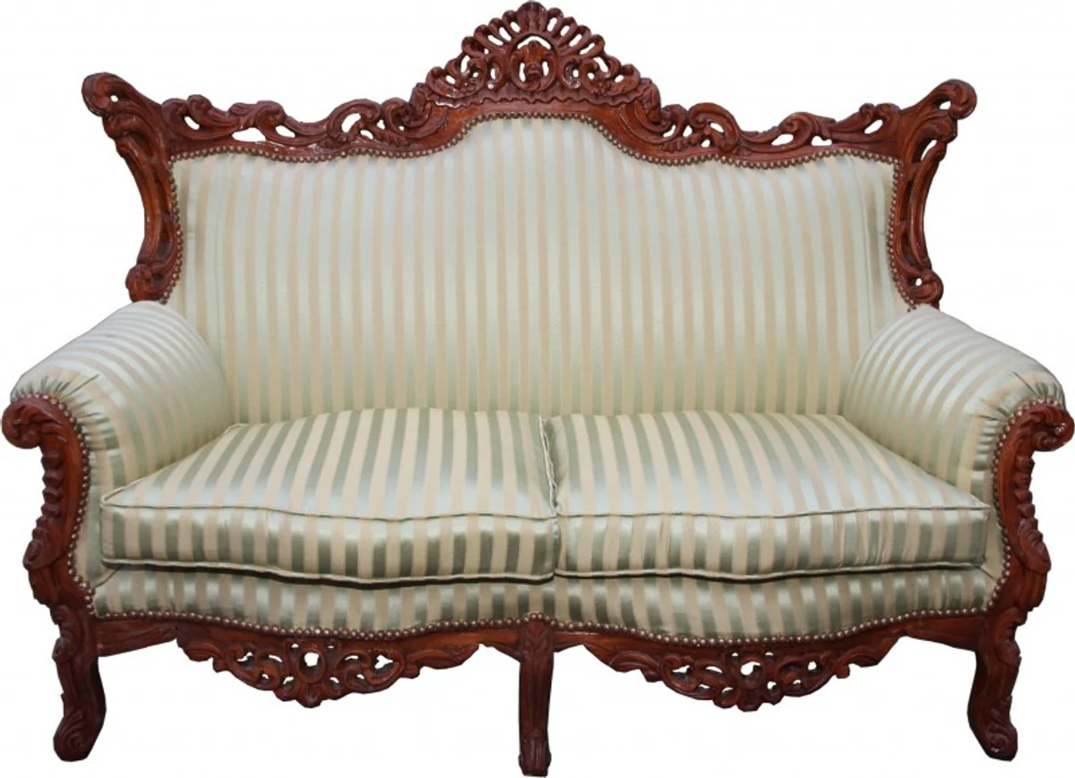 Baroque living room set jade green/brown - 3-seater sofa + 2-seater sofa + 1 armchair - Baroque furniture