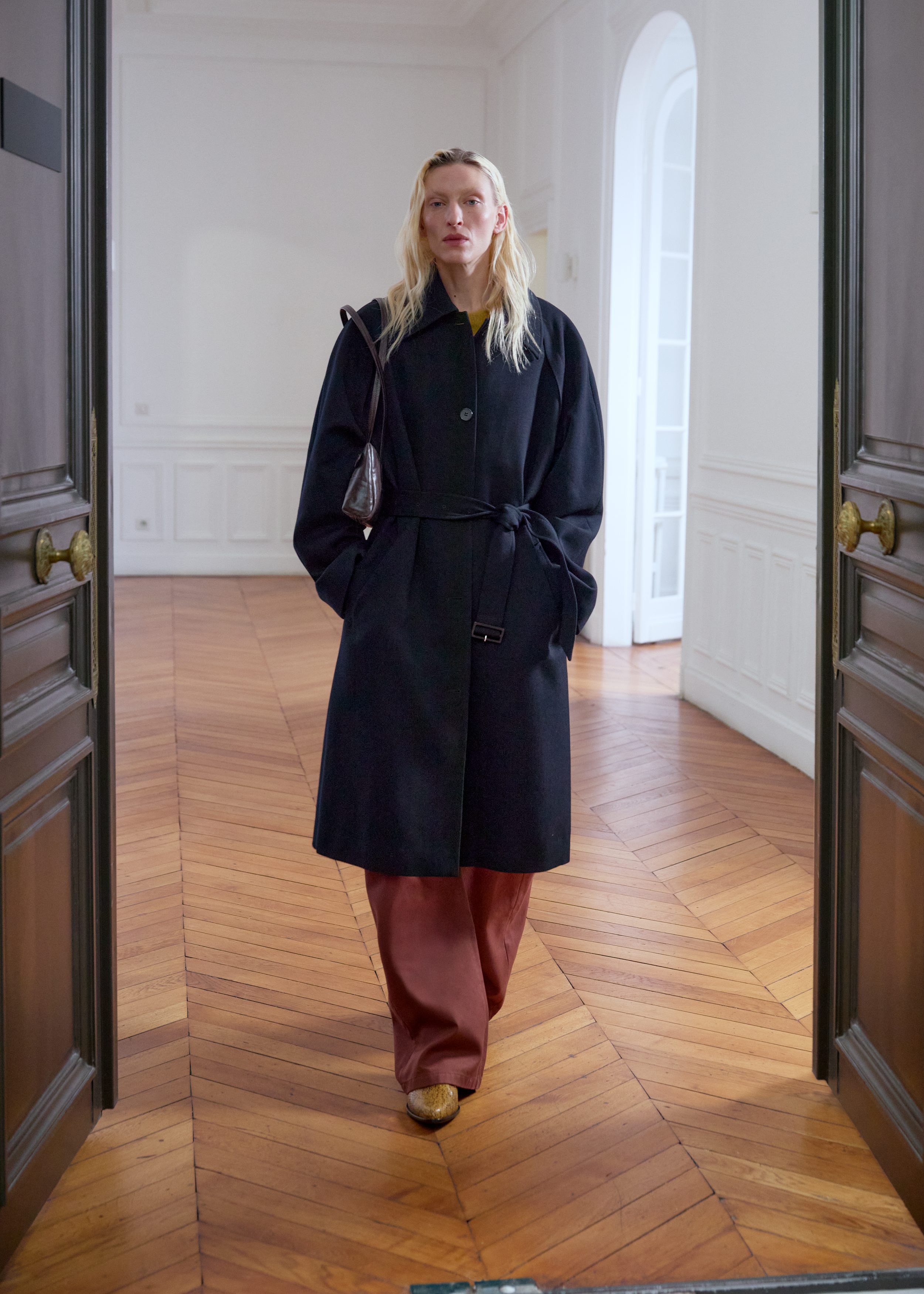 & Other Stories TIE-BELT WOOL TRENCH COAT