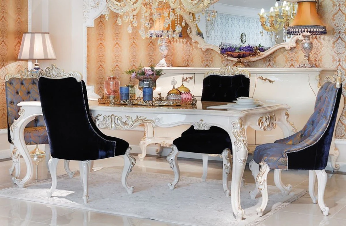 Luxury baroque dining room chair set - 6 kitchen chairs - noble dining room furniture in baroque style