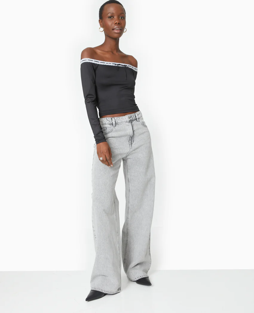Pimkie Top encolure Bardot avec noeud contrasté