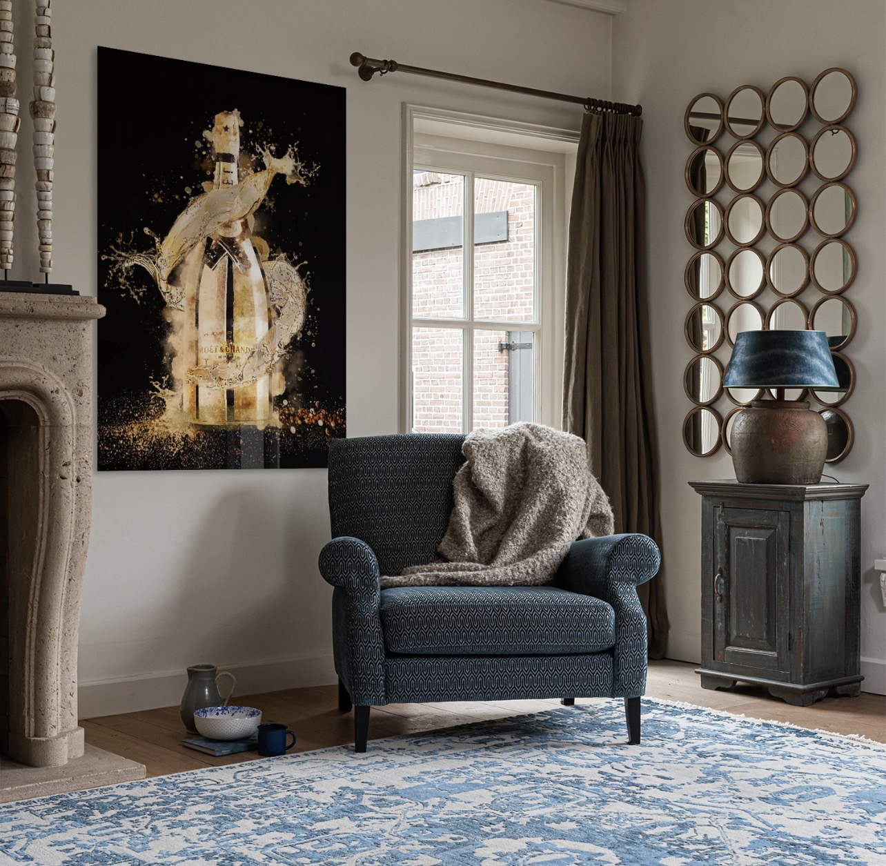 Plexiglas schilderij 'Champagne Luxury Splash' 80x120 cm
