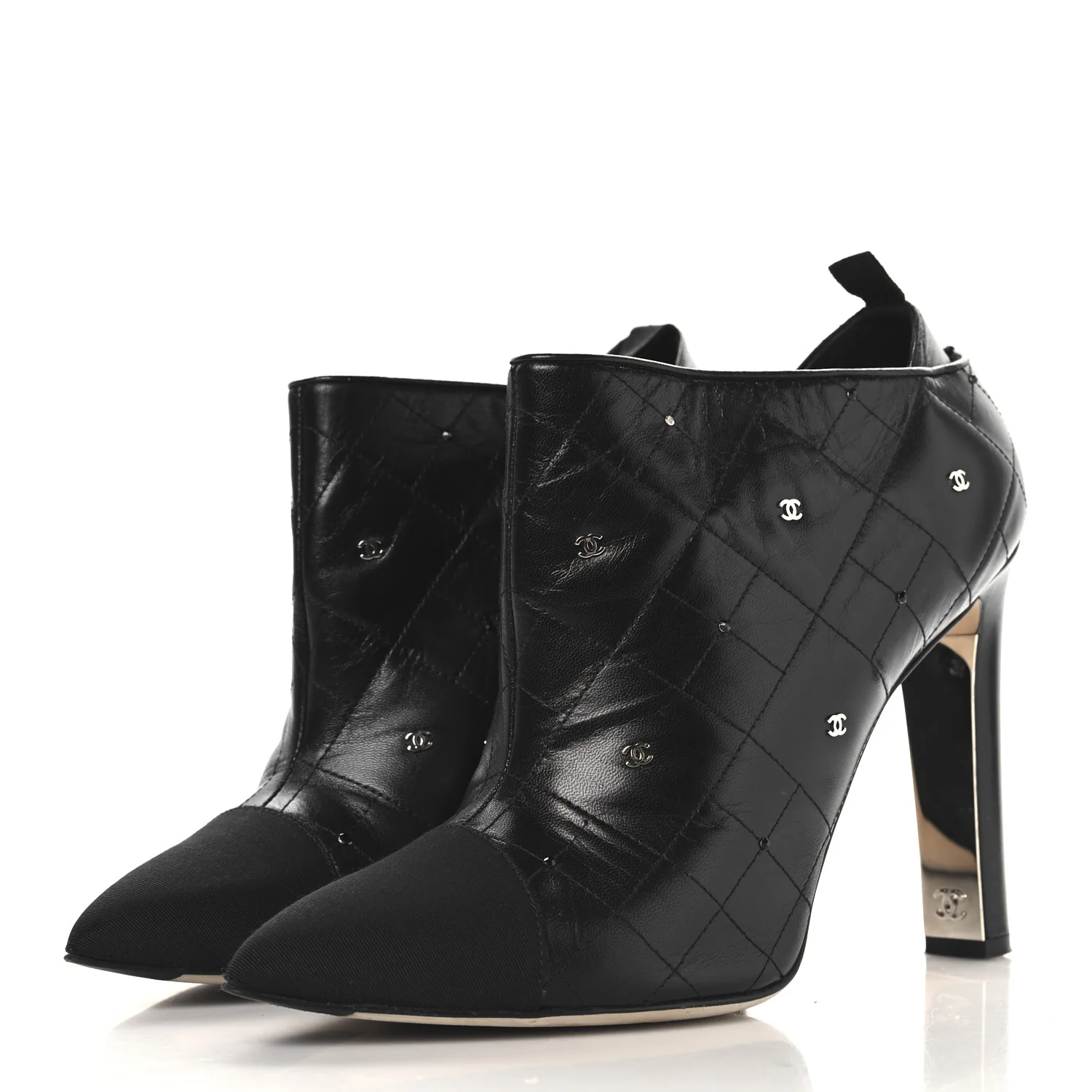 Lambskin Quilted CC Cap Toe Booties 41 Black - Top Club
