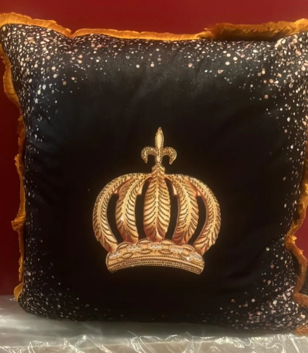 Harald Glööckler luxury decorative cushion Pompöös by Krone black / gold 45 cm