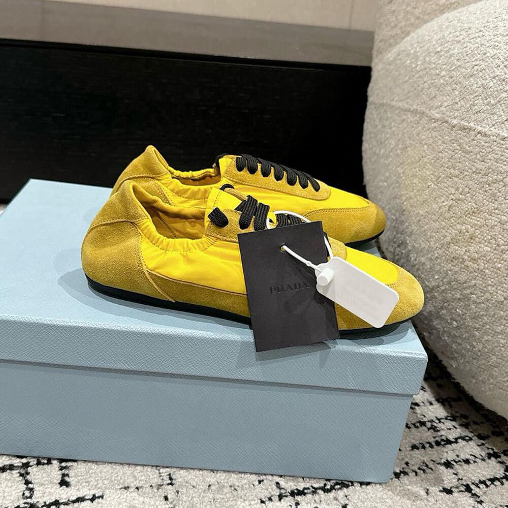 PRADA Collapse Re-Nylon and suede elasticized sneakers - Top Club