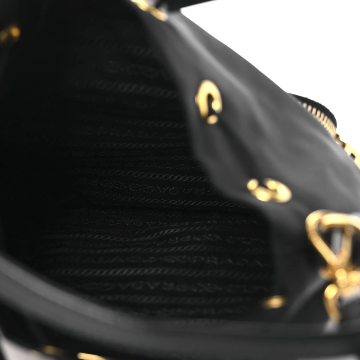Saffiano Tessuto Nylon Mini Bucket Crossbody Bag Black - Top Club