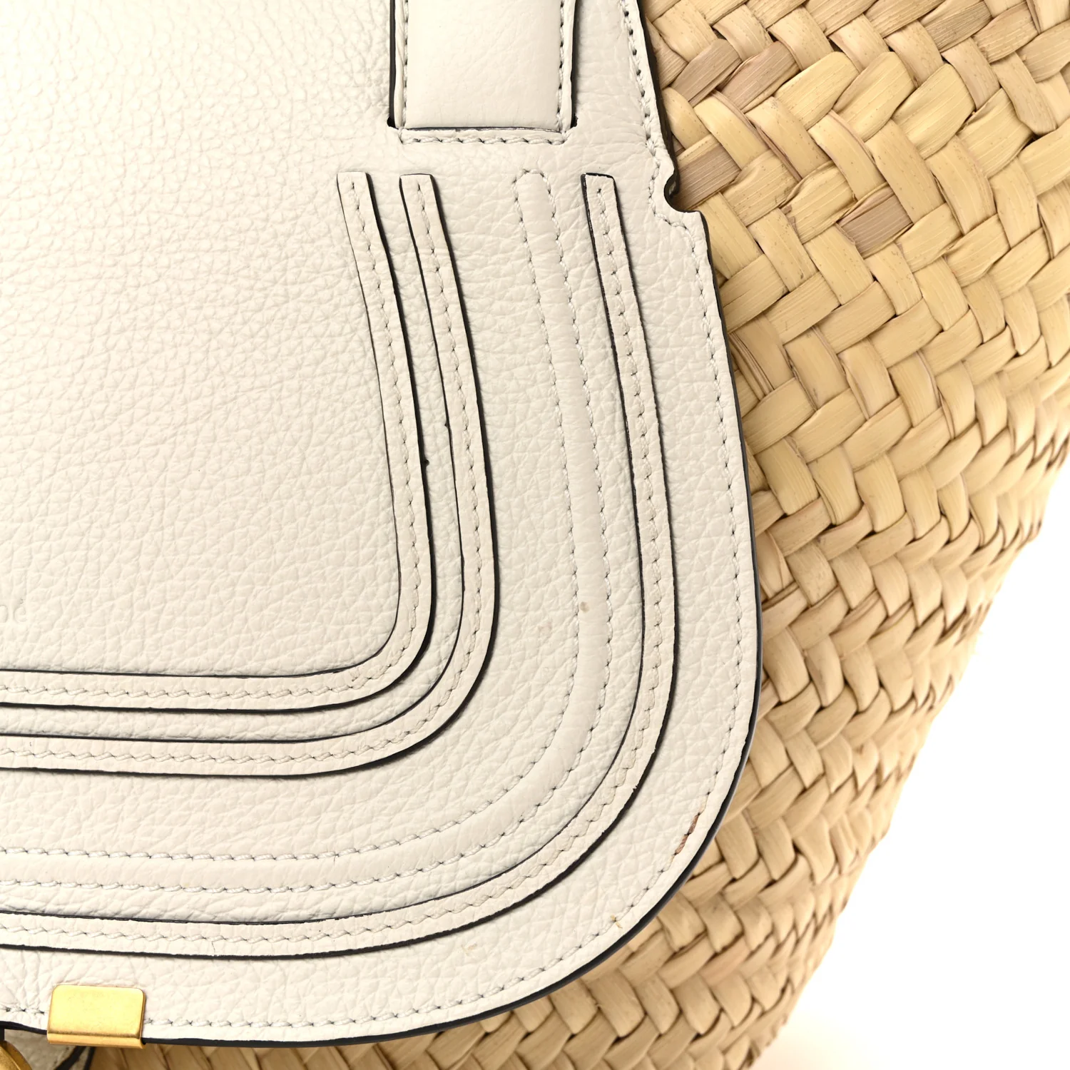 Raffia Grain Calfskin Medium Marcie Basket White - Top Club